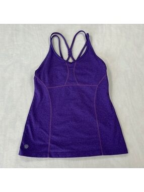 Athleta Purple Strappy Sports Tank Top with Built-in Bra